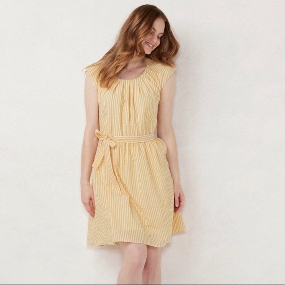LC Lauren Conrad - Yellow & White Striped Seersucker Dress - Size: XS